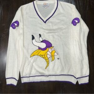 Rare VIKINGS vintage embroidered sweater sz Small